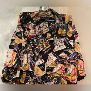 Vintage Nicole Miller Silk Art Shirt size XL